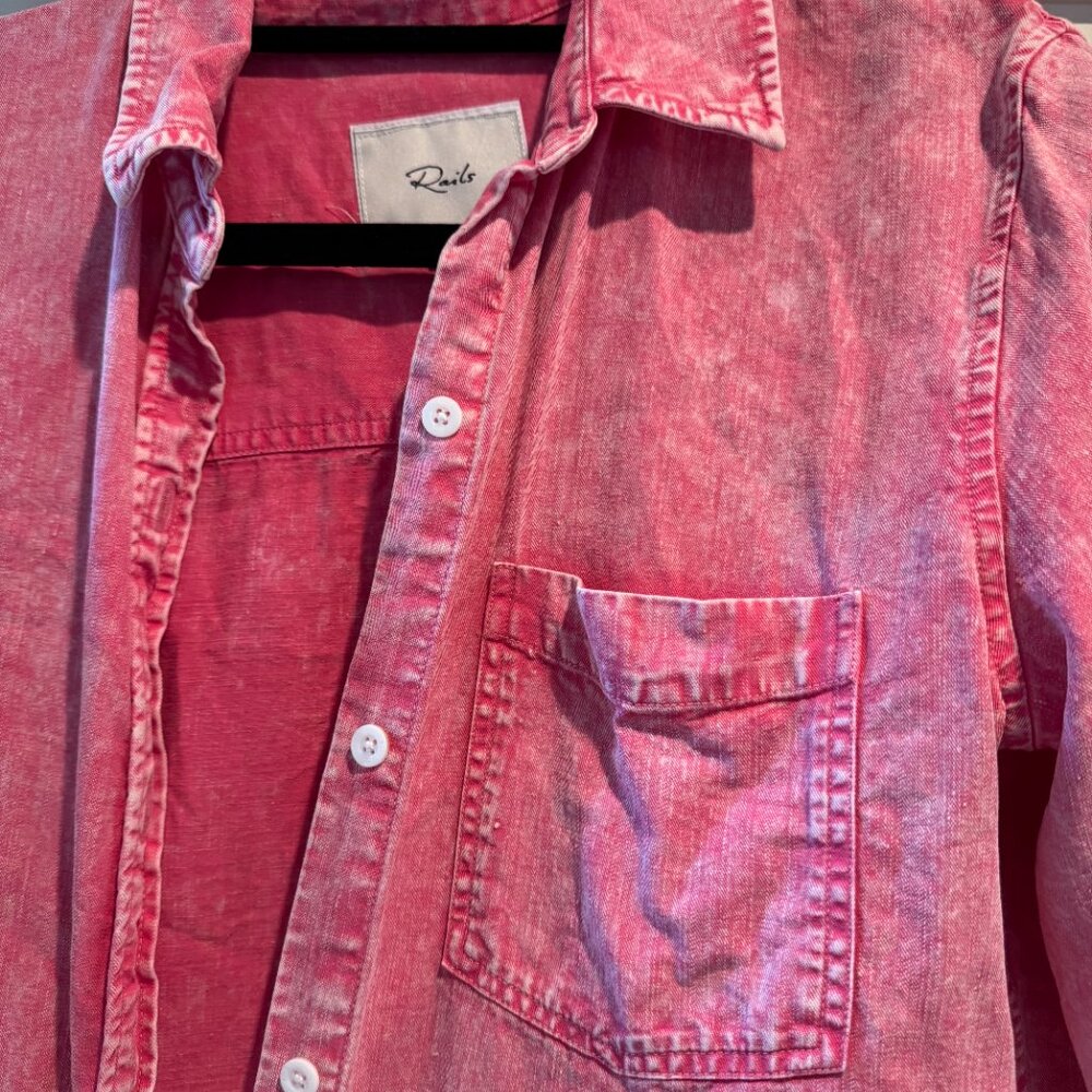 Rails Red Distressed Button-Up, Size S - image 3